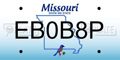 EB0B8P Missouri License Plate