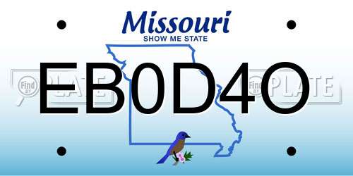 EB0D4O Missouri License Plate