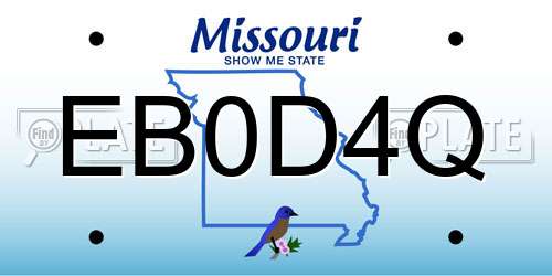 EB0D4Q Missouri License Plate