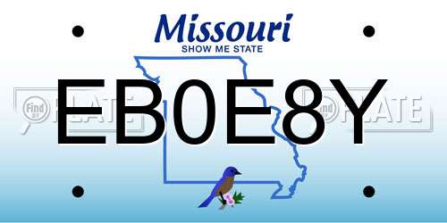 EB0E8Y Missouri License Plate