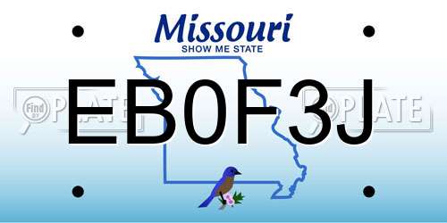 EB0F3J Missouri License Plate