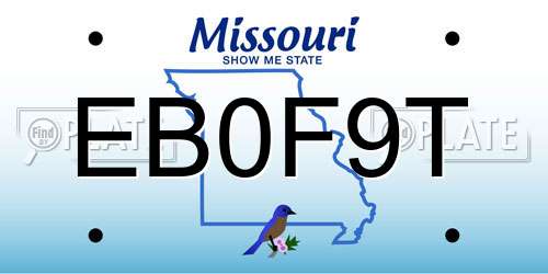 EB0F9T Missouri License Plate