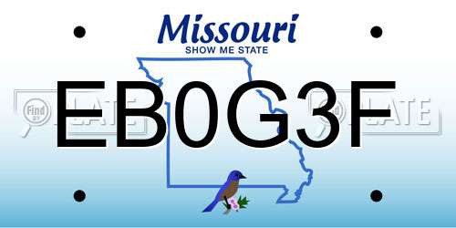 EB0G3F Missouri License Plate