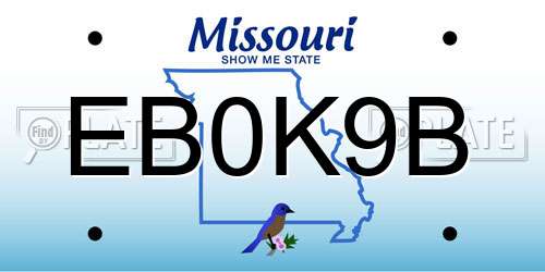 EB0K9B Missouri License Plate