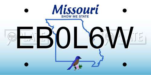 EB0L6W Missouri License Plate
