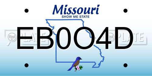 EB0O4D Missouri License Plate