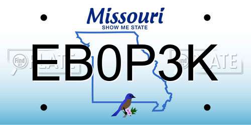 EB0P3K Missouri License Plate