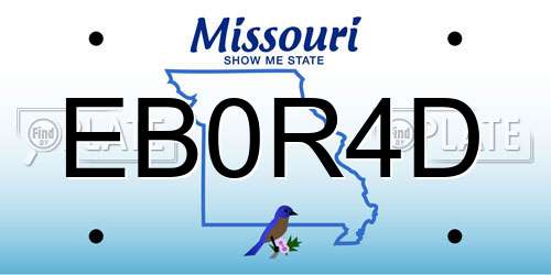 EB0R4D Missouri License Plate