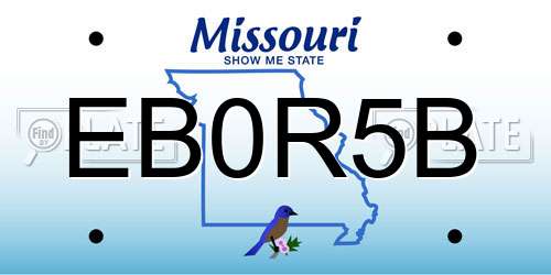 EB0R5B Missouri License Plate
