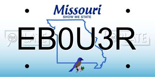 EB0U3R Missouri License Plate