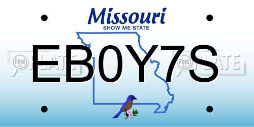 EB0Y7S Missouri License Plate