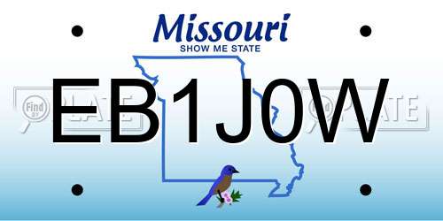 EB1J0W Missouri License Plate