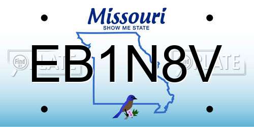 EB1N8V Missouri License Plate