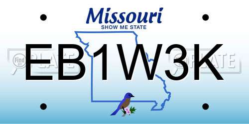 EB1W3K Missouri License Plate