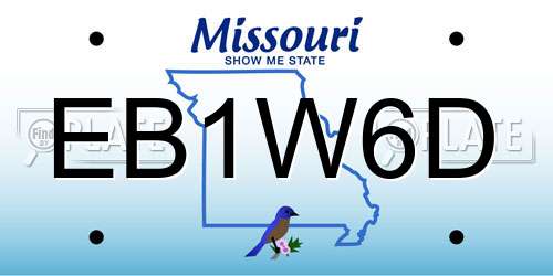 EB1W6D Missouri License Plate
