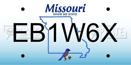 EB1W6X Missouri License Plate