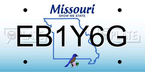 EB1Y6G Missouri License Plate