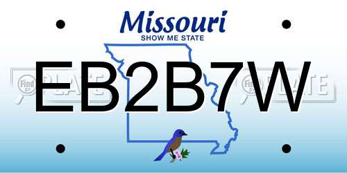EB2B7W Missouri License Plate