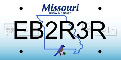 EB2R3R Missouri License Plate
