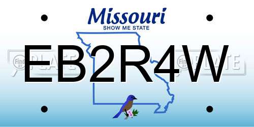 EB2R4W Missouri License Plate