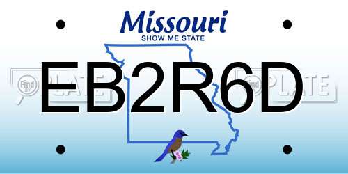EB2R6D Missouri License Plate