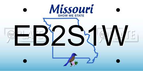 EB2S1W Missouri License Plate