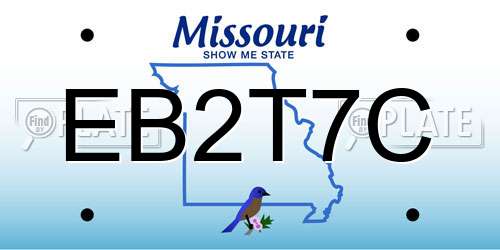 EB2T7C Missouri License Plate