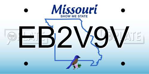 EB2V9V Missouri License Plate