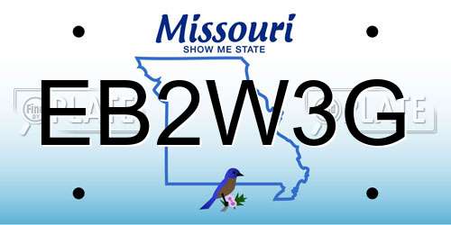 EB2W3G Missouri License Plate