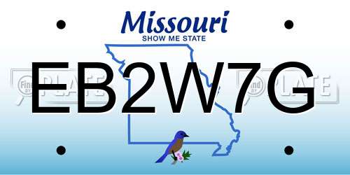 EB2W7G Missouri License Plate