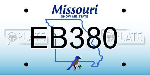 EB380 Missouri License Plate