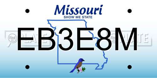 EB3E8M Missouri License Plate