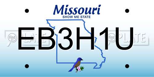 EB3H1U Missouri License Plate