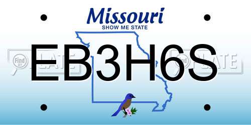 EB3H6S Missouri License Plate