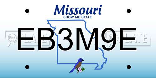EB3M9E Missouri License Plate