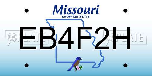 EB4F2H Missouri License Plate