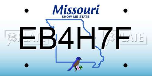 EB4H7F Missouri License Plate