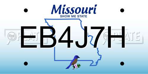EB4J7H Missouri License Plate
