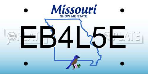 EB4L5E Missouri License Plate