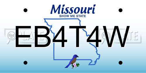 EB4T4W Missouri License Plate