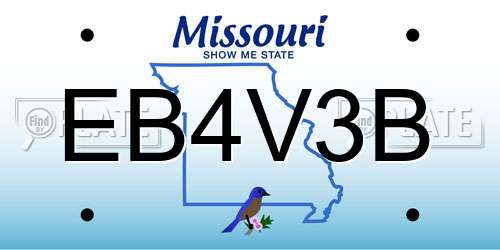 EB4V3B Missouri License Plate