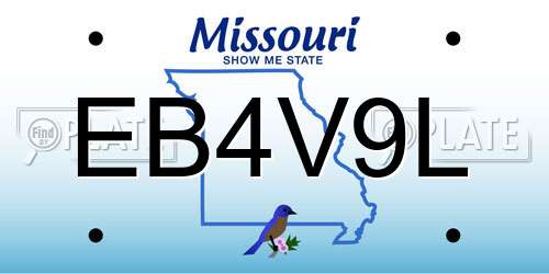 EB4V9L Missouri License Plate
