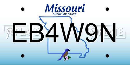 EB4W9N Missouri License Plate