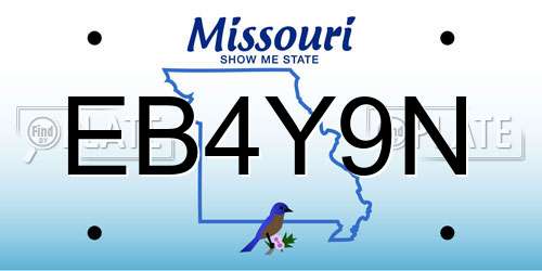 EB4Y9N Missouri License Plate
