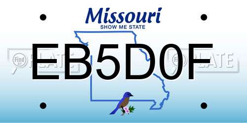 EB5D0F Missouri License Plate