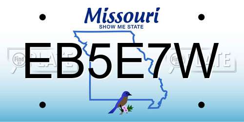 EB5E7W Missouri License Plate
