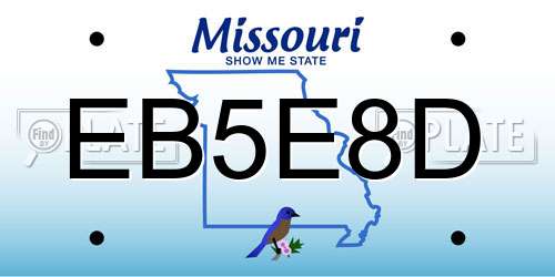 EB5E8D Missouri License Plate