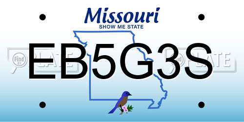 EB5G3S Missouri License Plate
