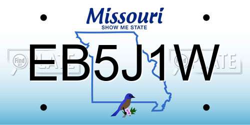 EB5J1W Missouri License Plate