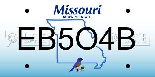 EB5O4B Missouri License Plate